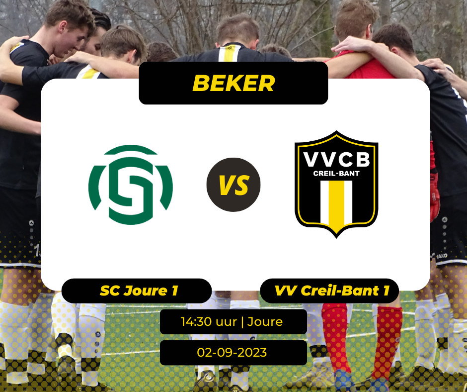 Zaterdag 2 september: 1e bekerwedstrijd VVCB 1